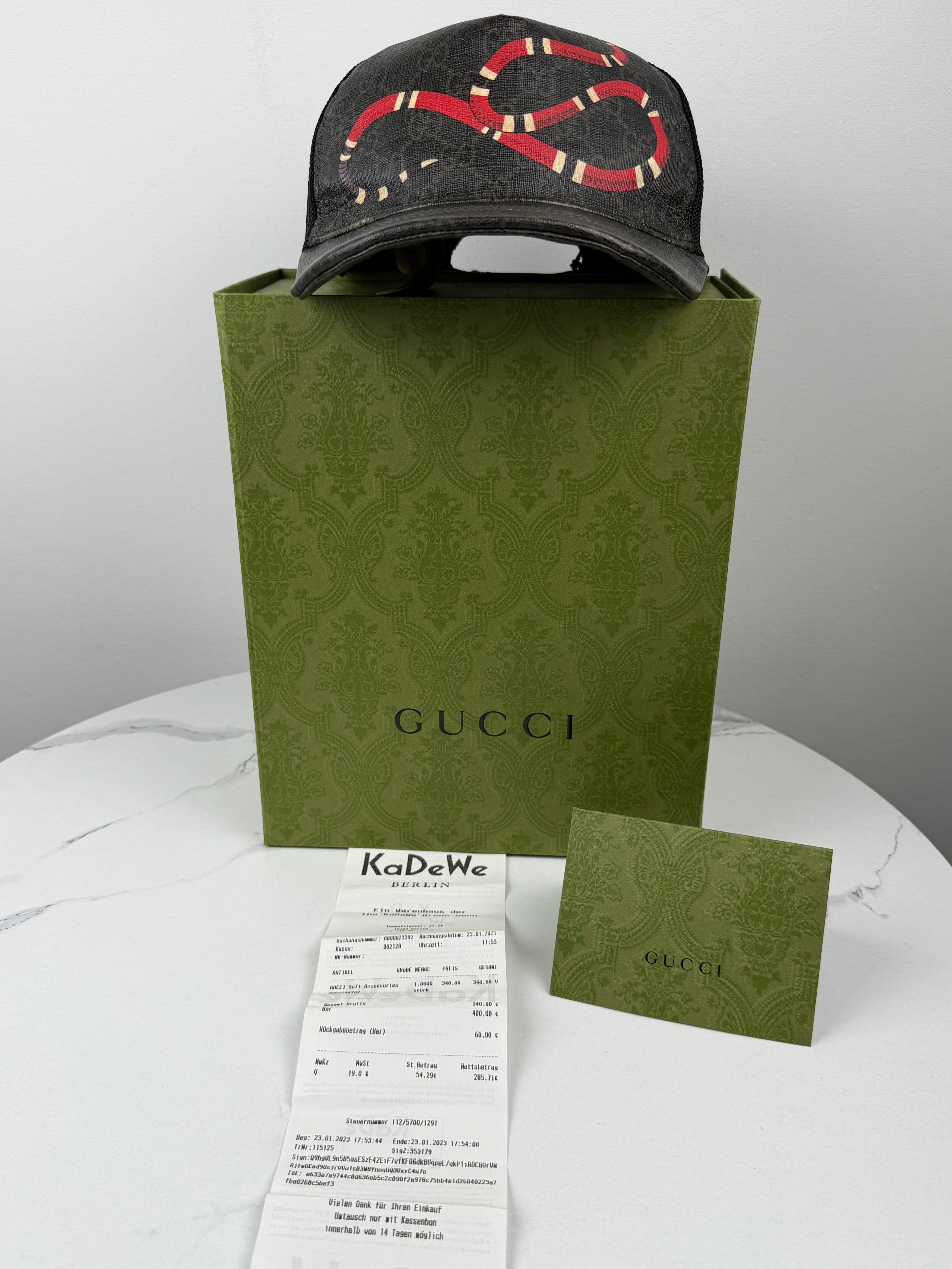 GUCCI Kingsnake Cap M FULL SET inkl. KaDeWe-Rechnung