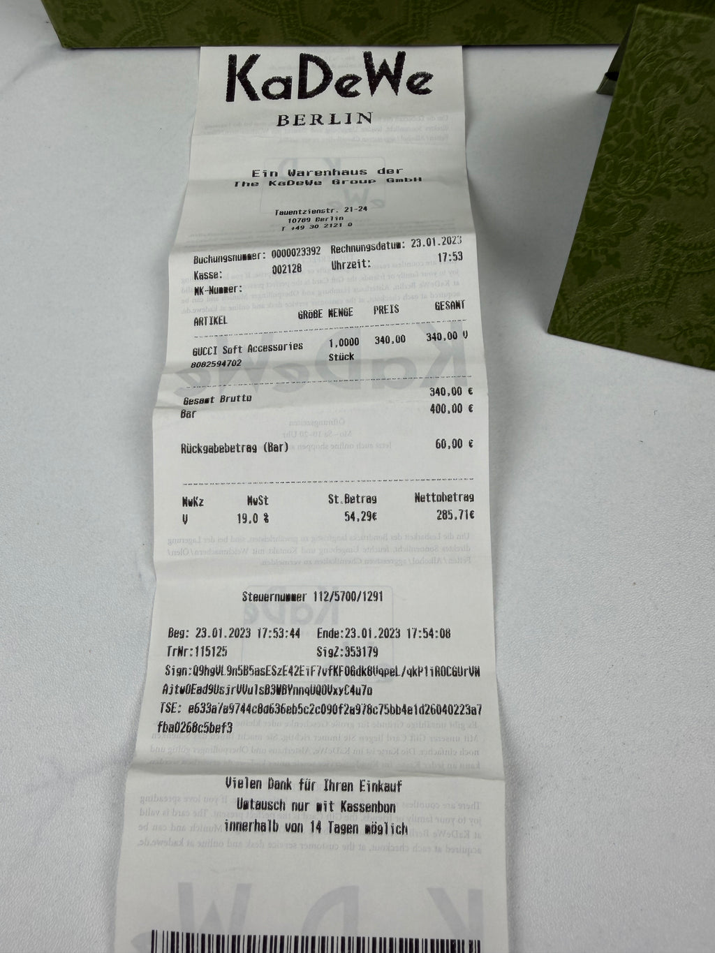 GUCCI Kingsnake Cap M FULL SET inkl. KaDeWe-Rechnung