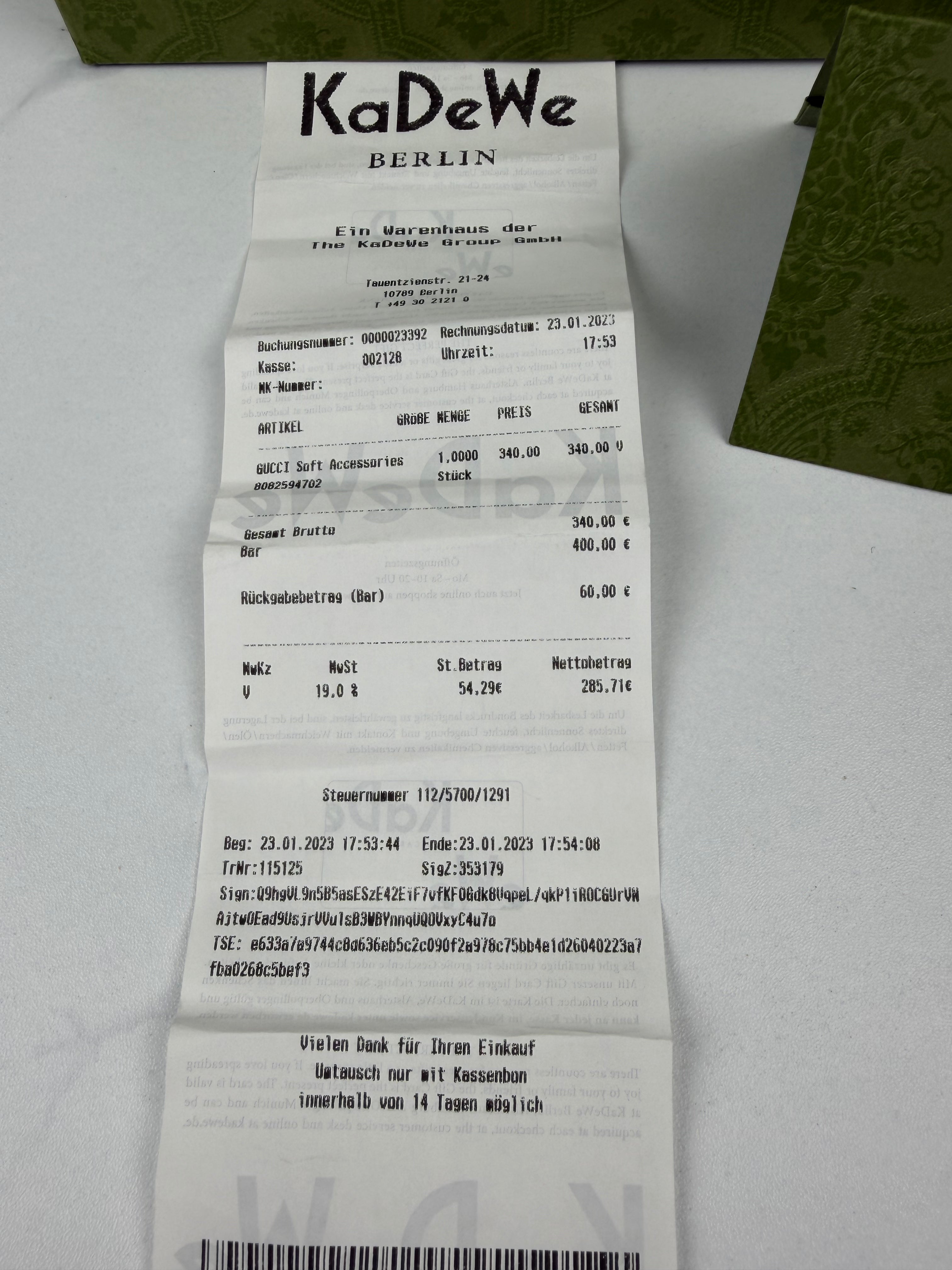GUCCI Kingsnake Cap M FULL SET inkl. KaDeWe-Rechnung