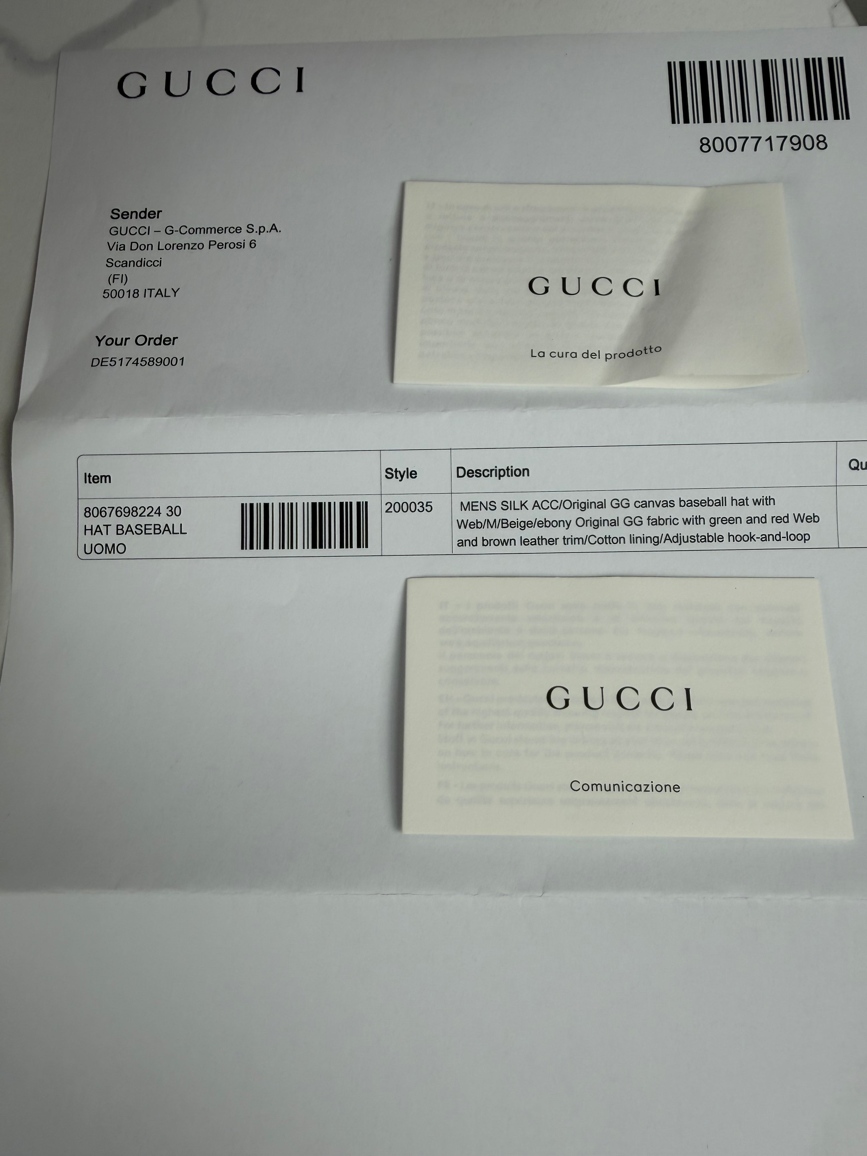 GUCCI Original GG-Canvas Baseballcap M FULL SET *NEU*